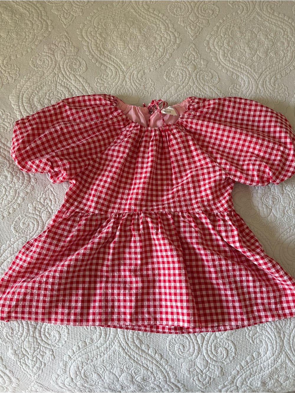 Tuckernuck Hyacinth House Red Gingham Puff-Sleeve Blouse